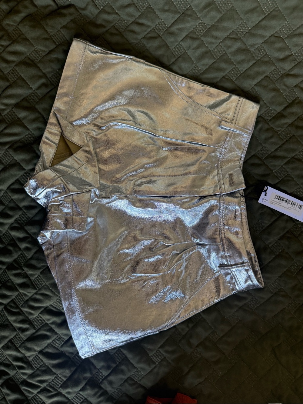 Nasty Gal Metallic Silver High-Waist Shorts